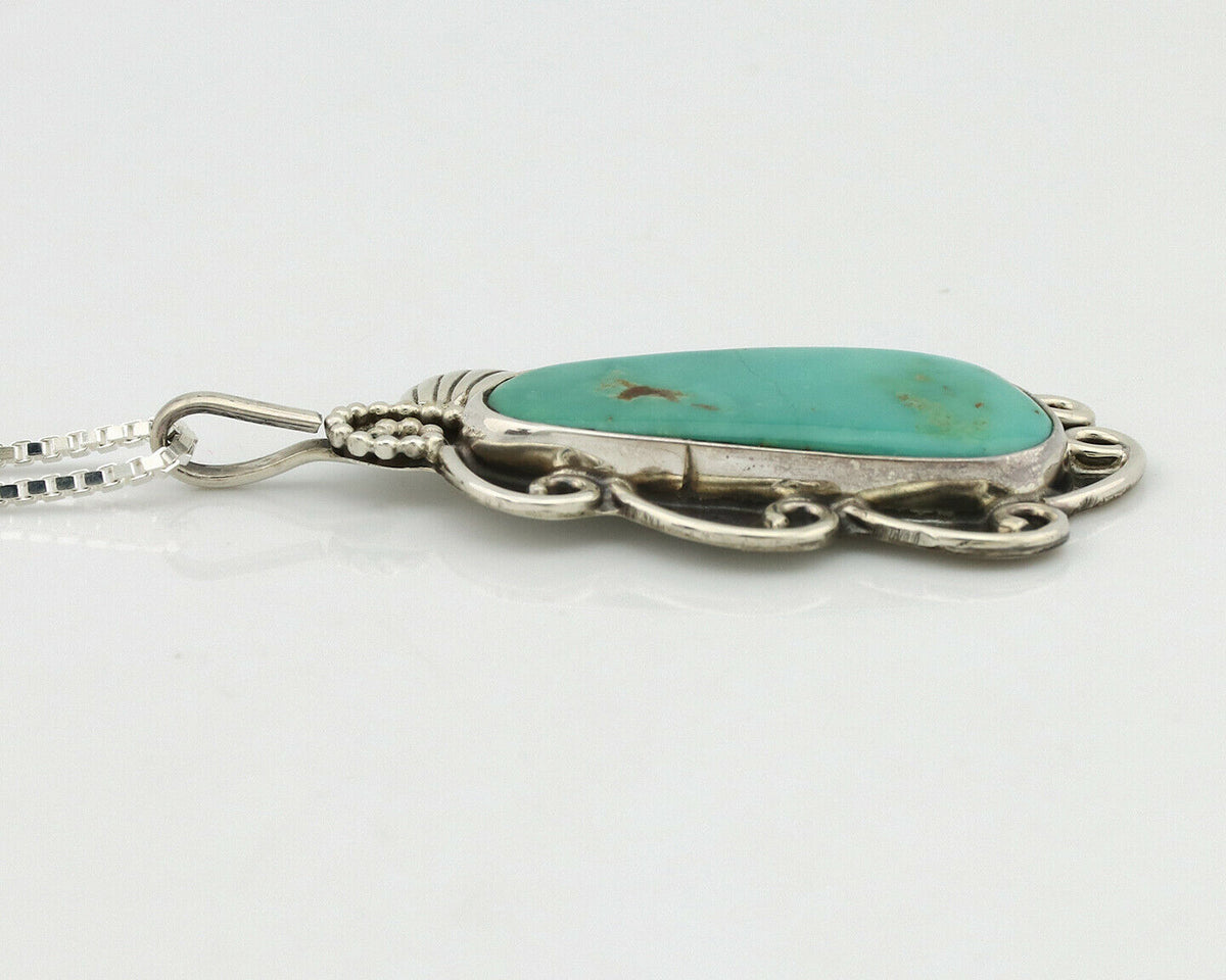 Navajo Necklace .925 Silver Kingman Turquoise Native Artist C.1980's