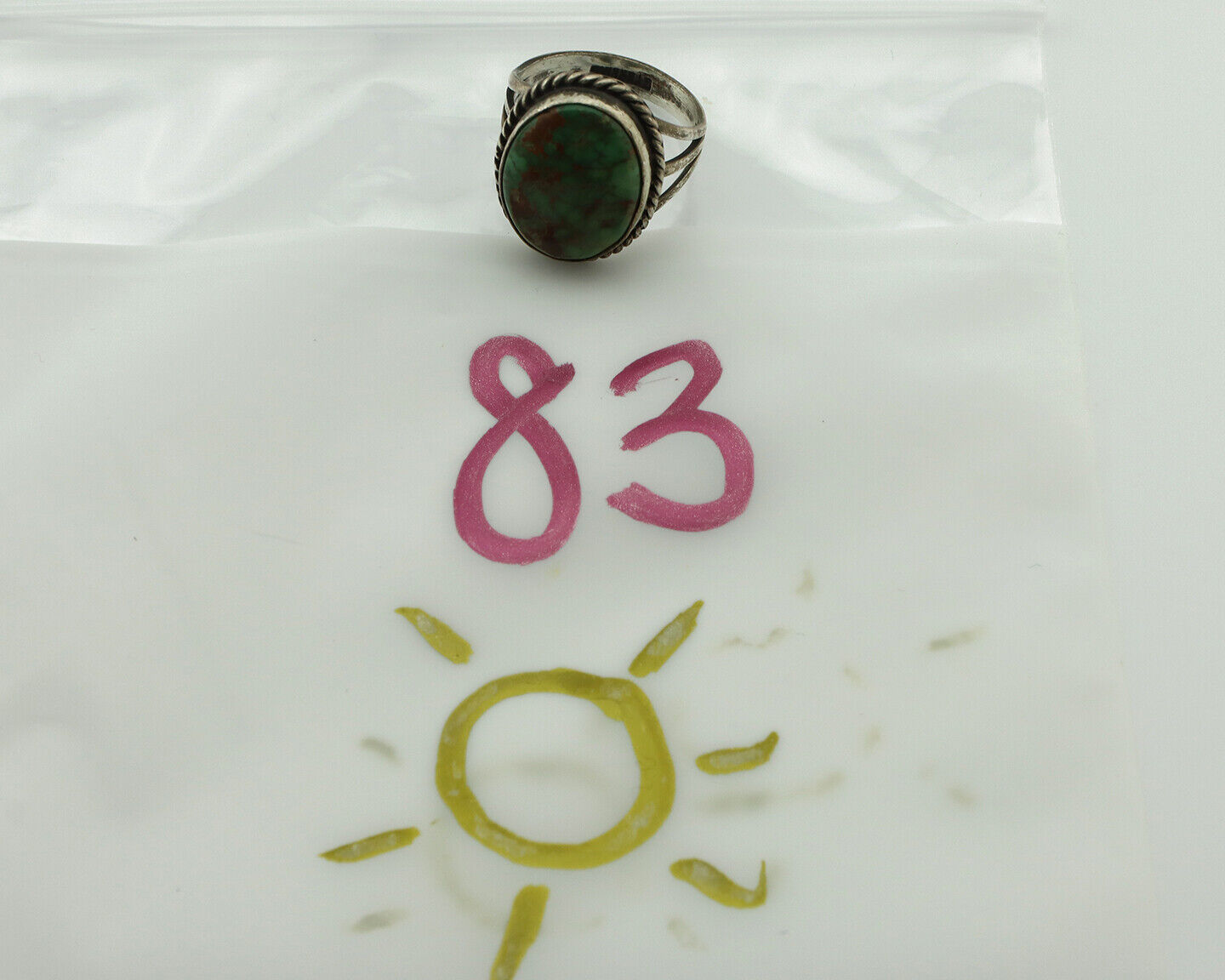 Navajo Ring 925 Silver Red Spiderweb Turquoise Native American Artist C.80's