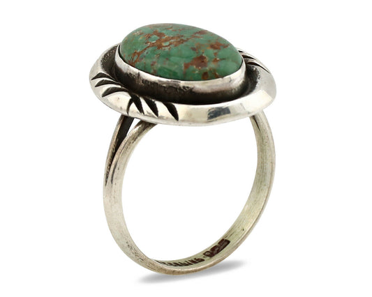 Navajo Ring .925 Silver Kingman Turquoise Native American Artist C.1980's