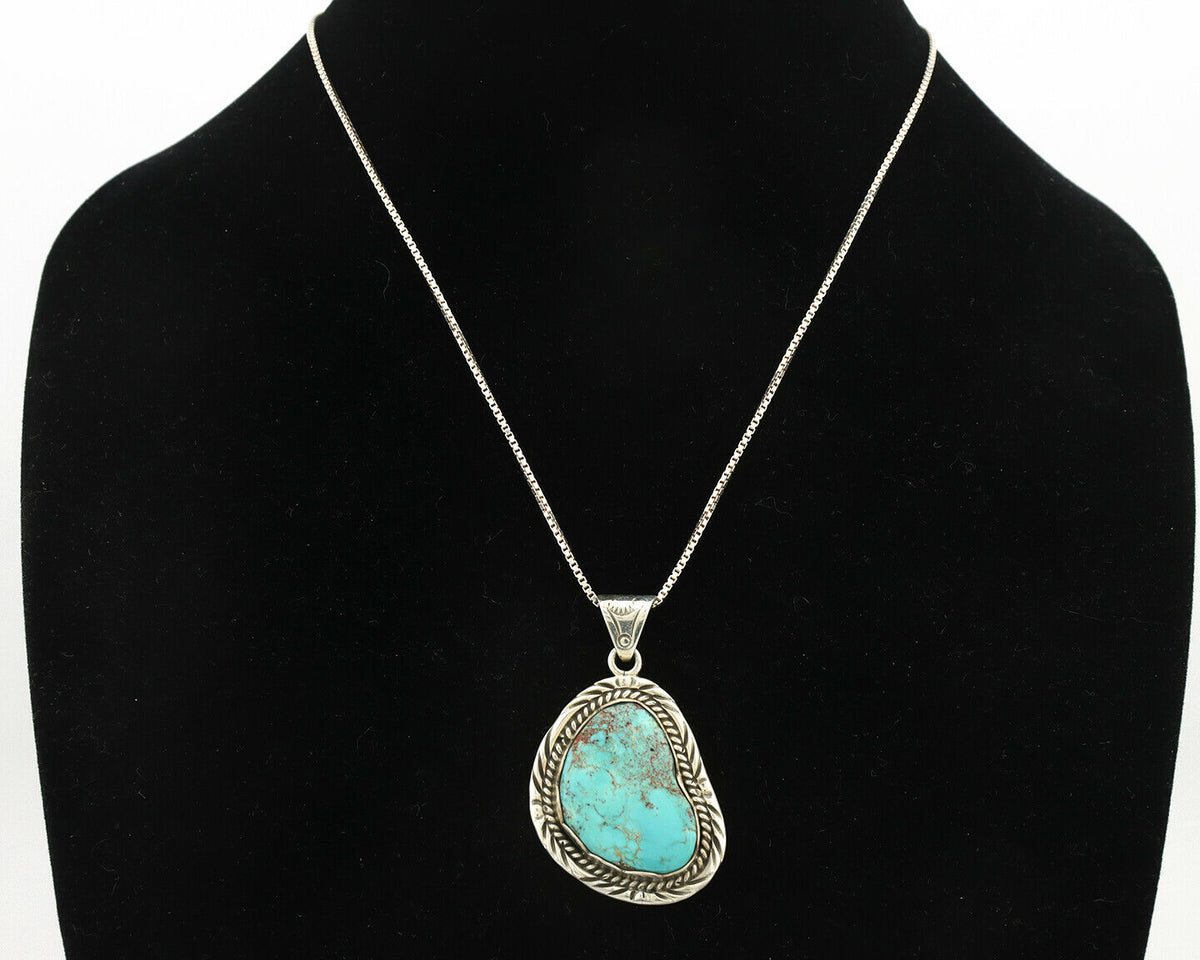 Navajo Handmade Pendant Necklace .925 Silver Artist Signed Sunrise C.80's