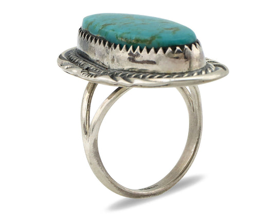 Navajo Ring 925 Silver Natural Blue Turquoise Native American Artist C.80's