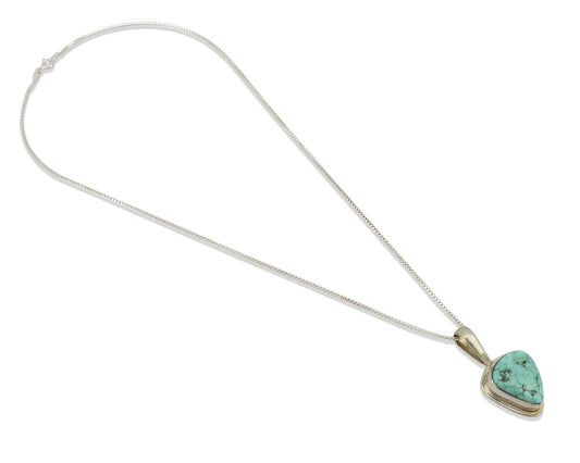 Navajo Pendant .925 Silver Fox Turquoise Artist Signed DZ C.80's