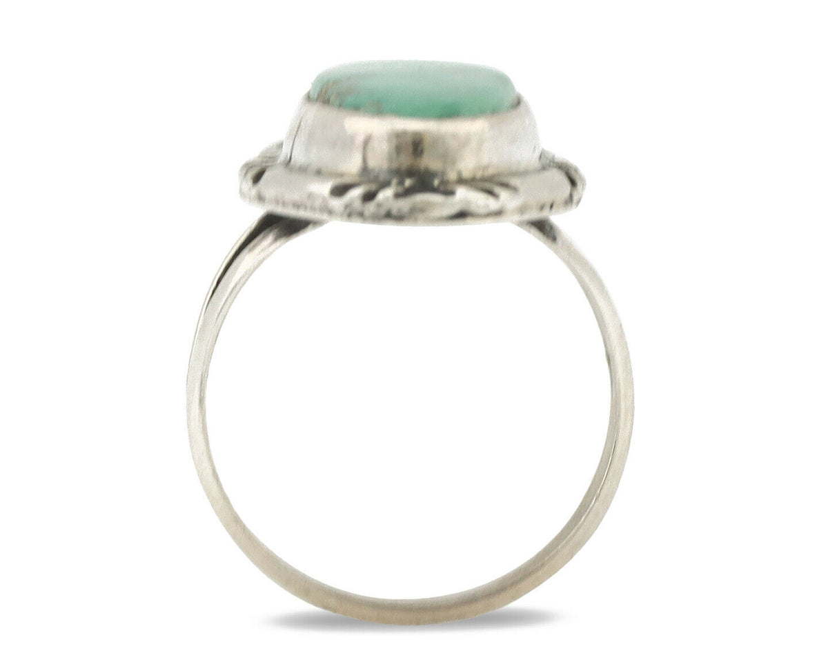 Navajo Ring .925 Silver Kingman Turquoise Native Artist Signed C.80's