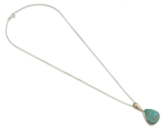 Navajo Pendant .925 Silver Pilot Mountain Turquoise Artist Signed DZ C.80's