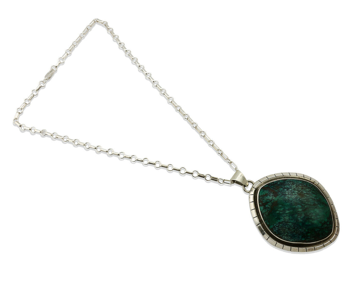 Navajo Necklace .925 Silver Spiderweb Turquoise Artist Native American C.80's