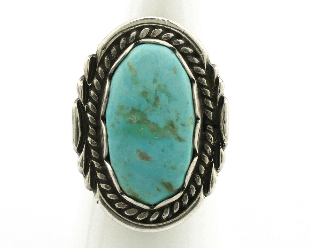 Navajo Ring .925 Silver Turquoise Mountain Apache MFG C.80's