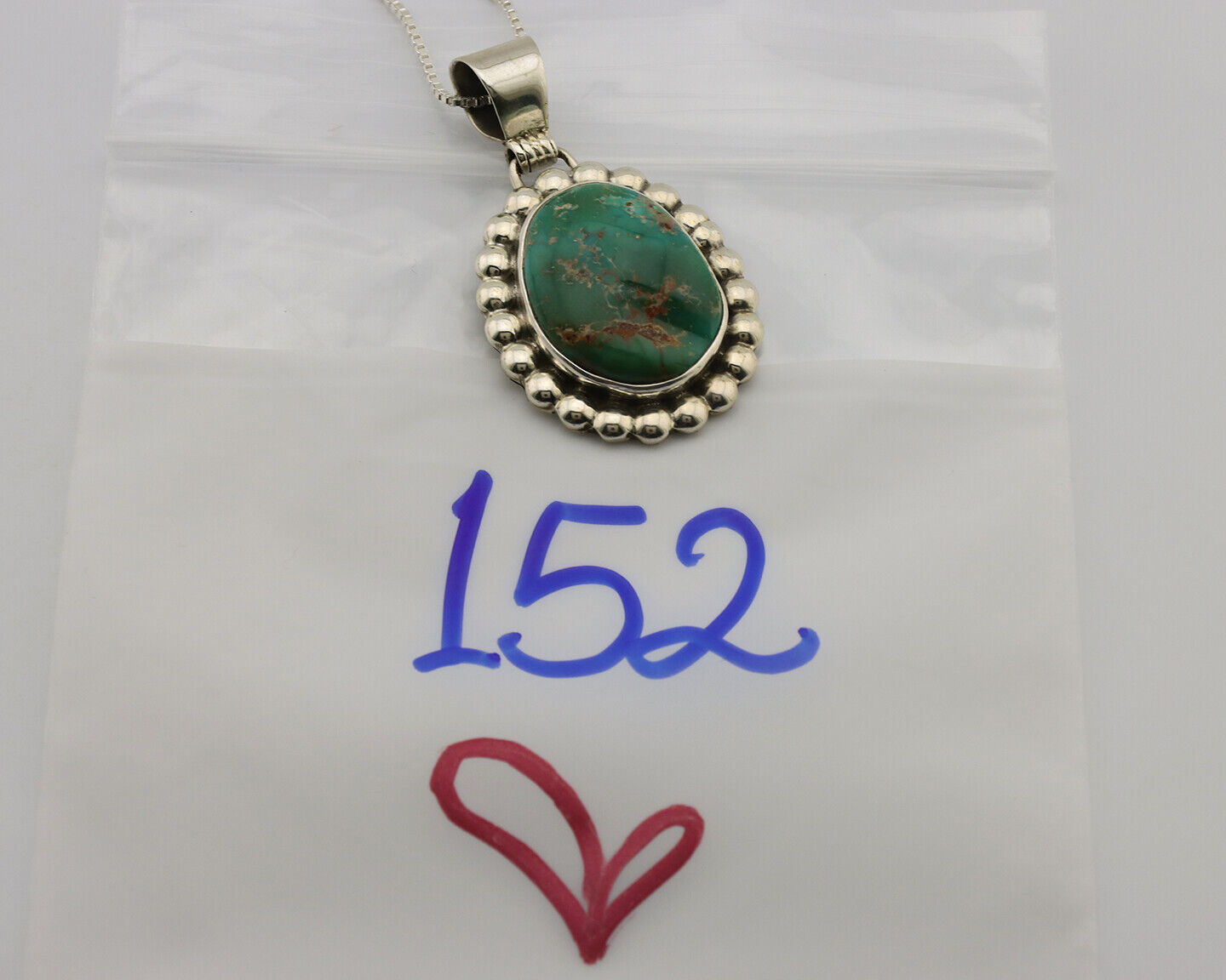 Navajo Necklace .925 Silver Royston Turquoise Signed Native C.1980's