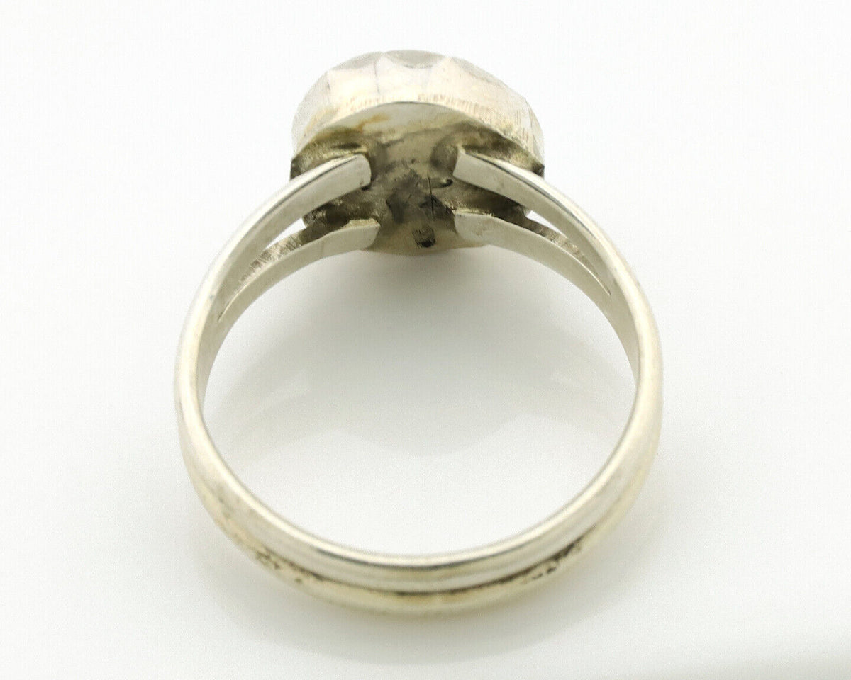 Navajo Ring .925 Silver Sleeping Beauty Turquoise Native American Artist C.1980s