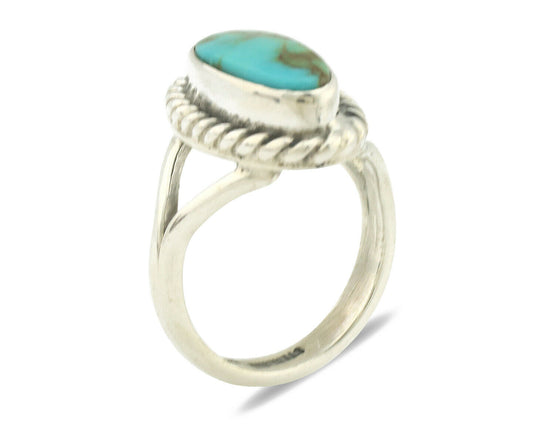Navajo Ring .925 Silver Natural Mined Turquoise Artist Signed Gecko C.80's