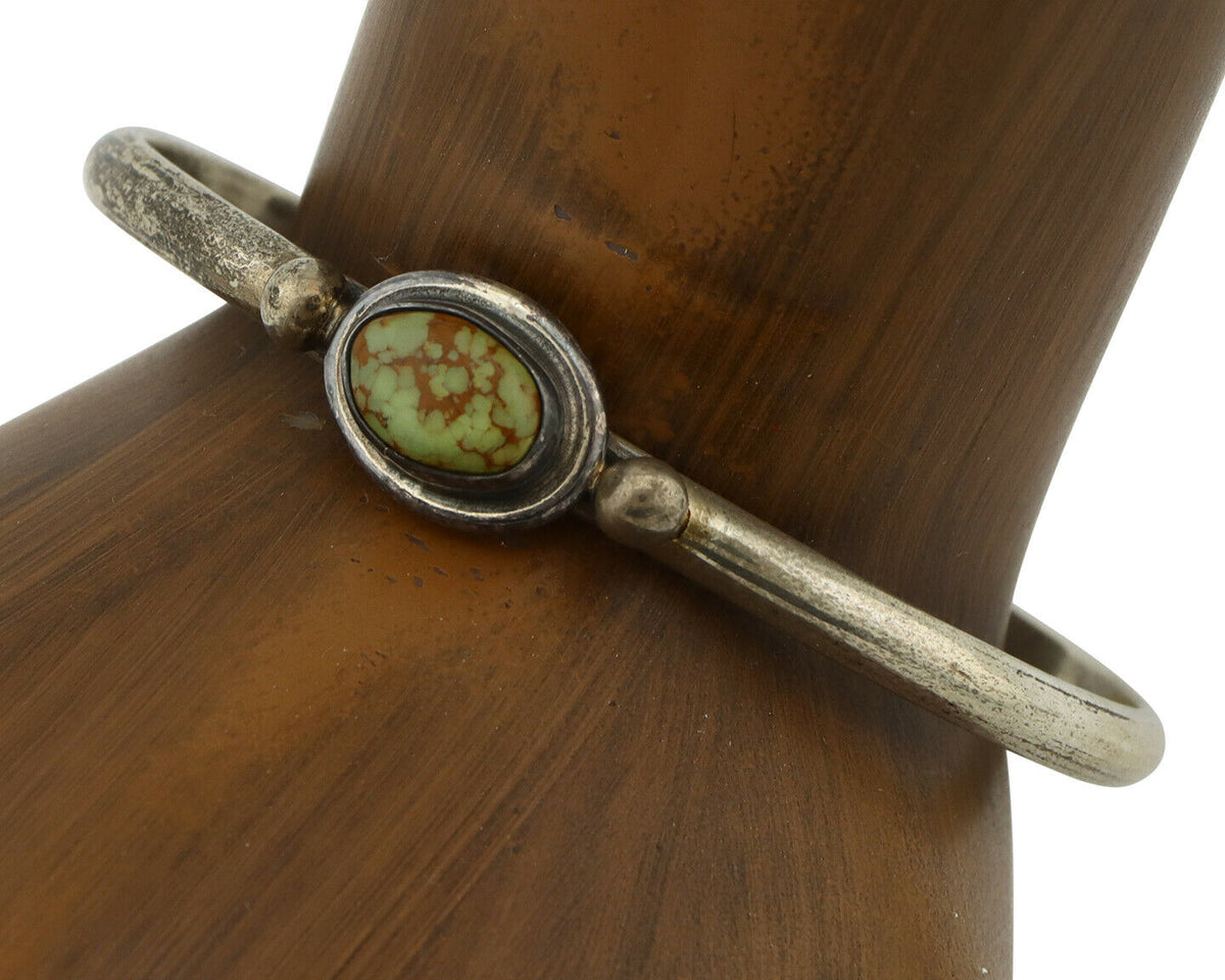 Navajo Bracelet .925 Silver Spiderweb Turquoise Native American Artist C.90's