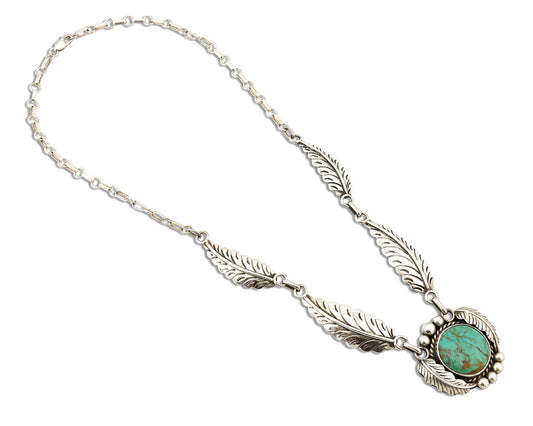 Navajo Necklace 925 Silver Kingman Turquoise Native Artist Signed C.80's
