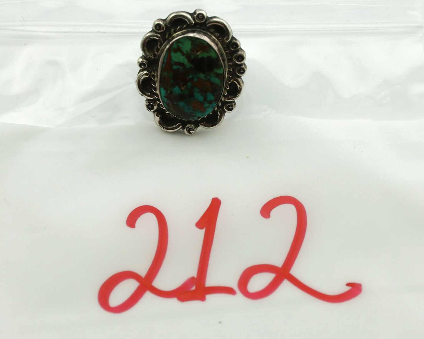 Navajo Ring .925 Silver Kingman Turquoise Native American Artist C.1980's