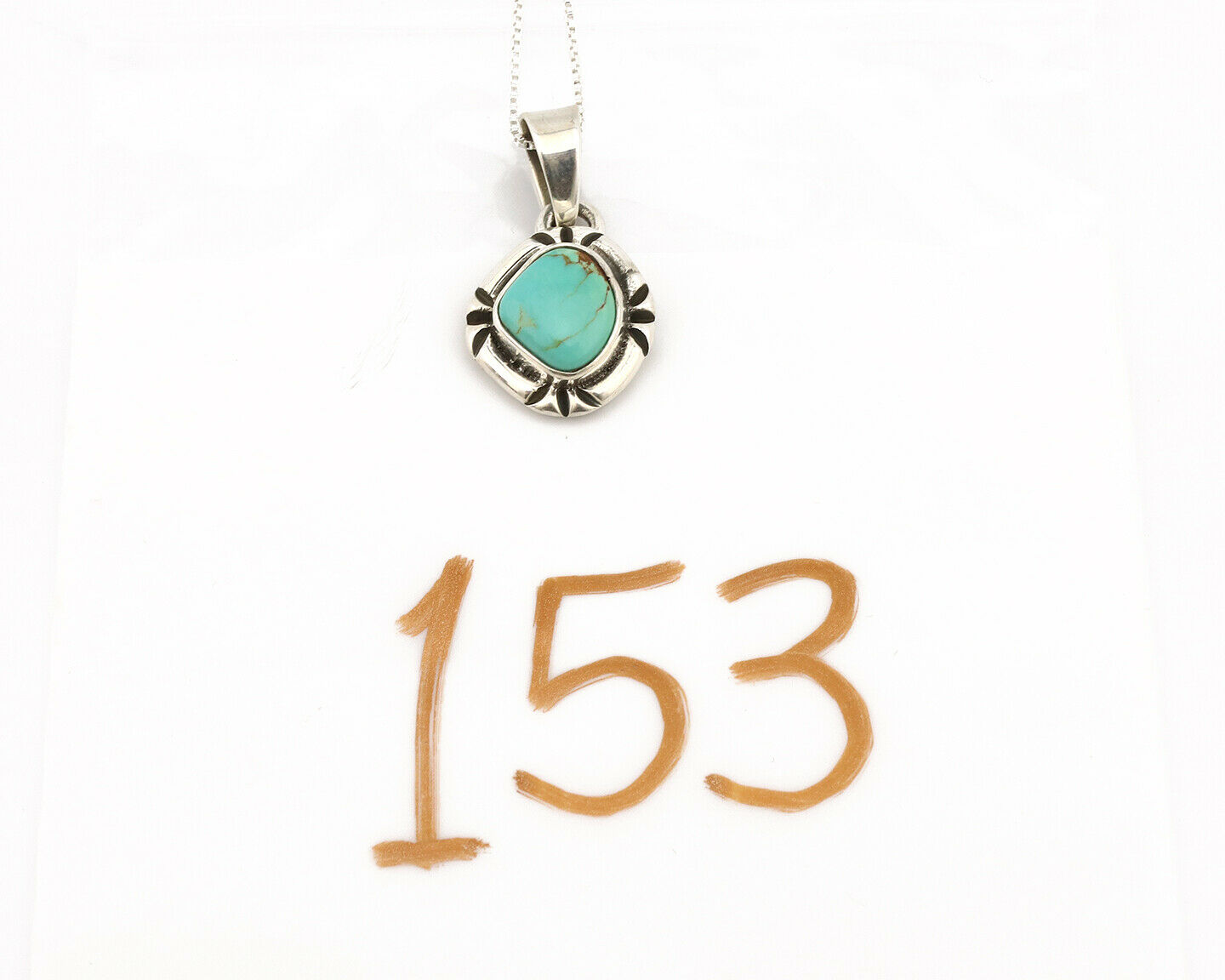 Navajo Necklace .925 Silver Kingman Turquoise Signed Gecko C.1980's