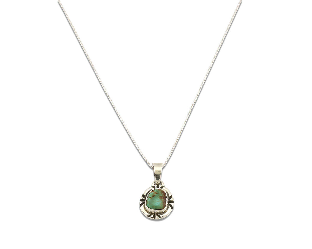 Navajo Necklace .925 Silver Kingman Turquoise Signed Gecko C.1980's