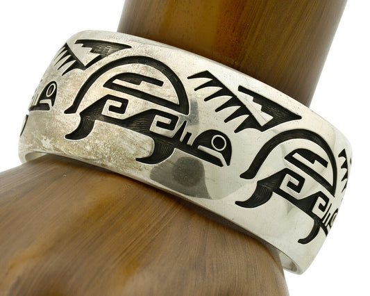 Hopi Turtle Bracelet .925 Silver Artist Signed Floyd Namingha C.90's