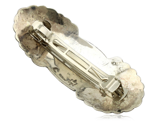 Navajo Hair Clip Barrette .925 Silver Hand Stamped Artist Signed C Montoya C80s