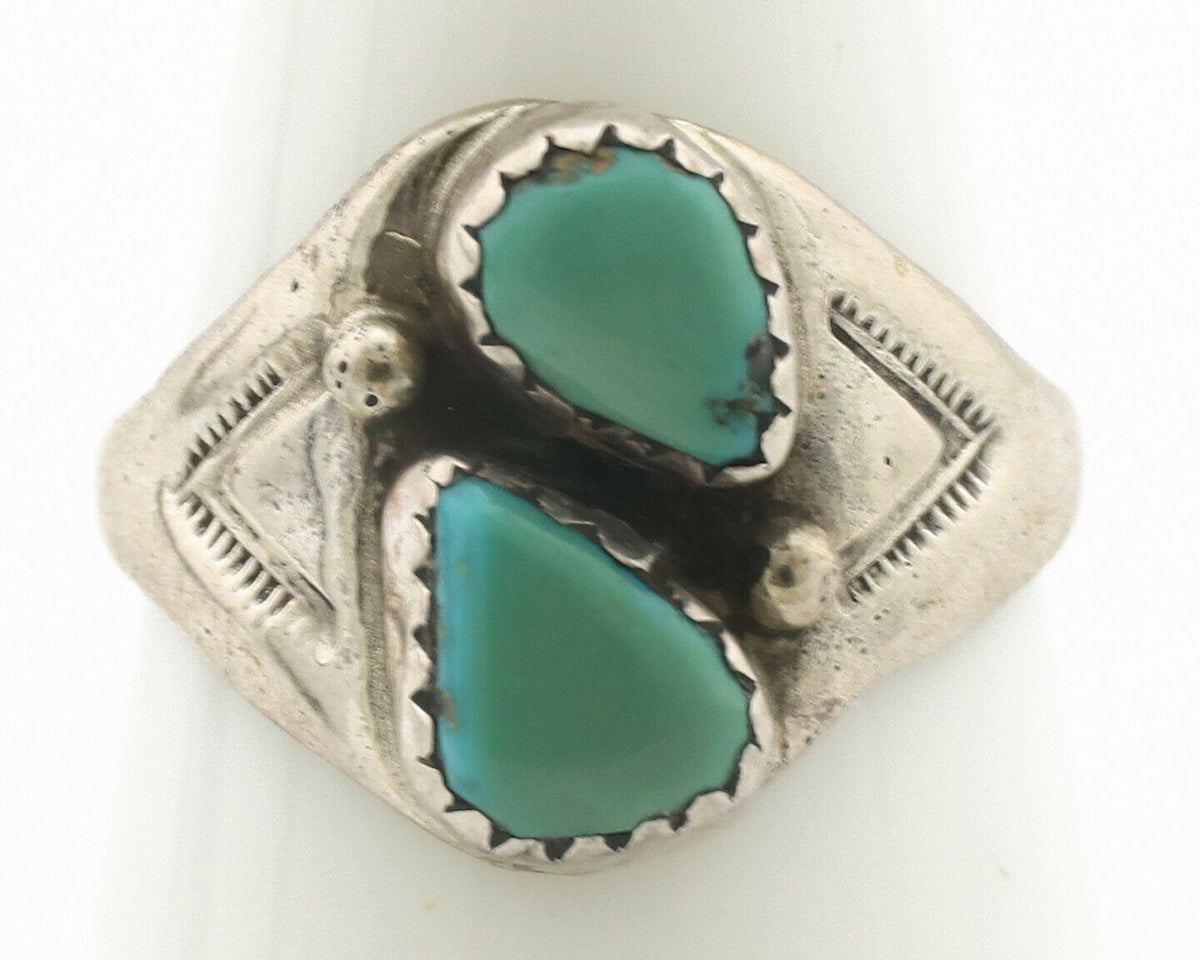 Zuni Ring .925 Silver Natural Blue Turquoise Native American Artist C.1980's