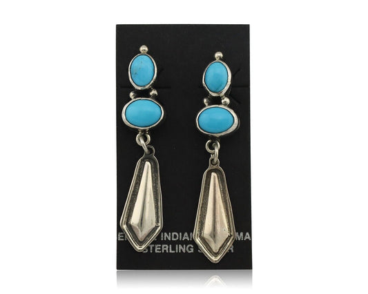 Navajo Earrings 925 Silver Natural Blue Turquoise Native American Earrings C80's