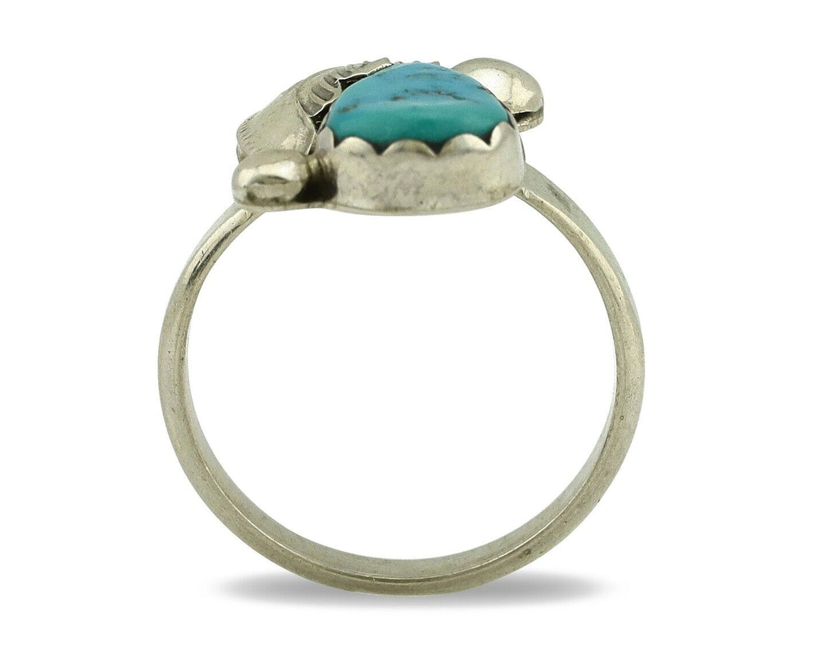 Zuni Ring 925 Silver Natural Blue Gem Turquoise Artist Signed Simplicio C.80's