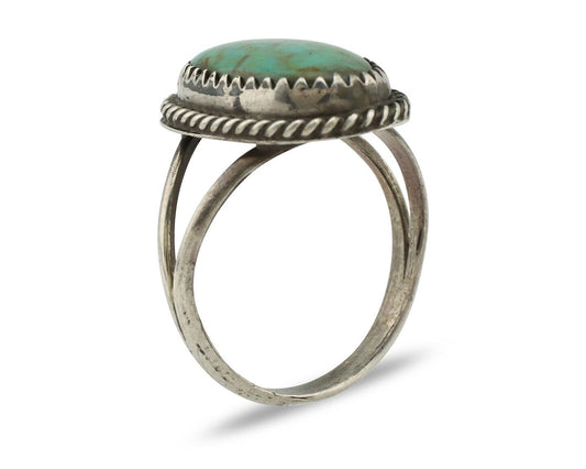 Navajo Handmade Ring 925 Silver Kingman Turquoise Artist Signed MC C.80's