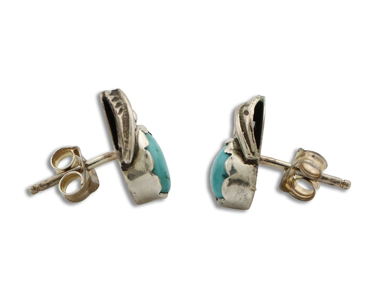 Navajo Earrings 925 Silver Natural Mined Turquoise Native American Artist C.80's