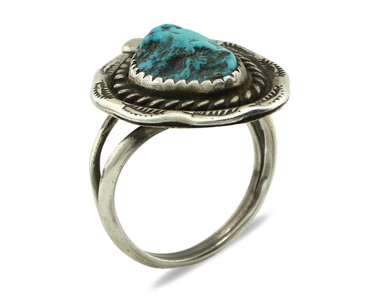 Navajo Ring .925 Silver Blue Turquoise Native American Artist C.80's