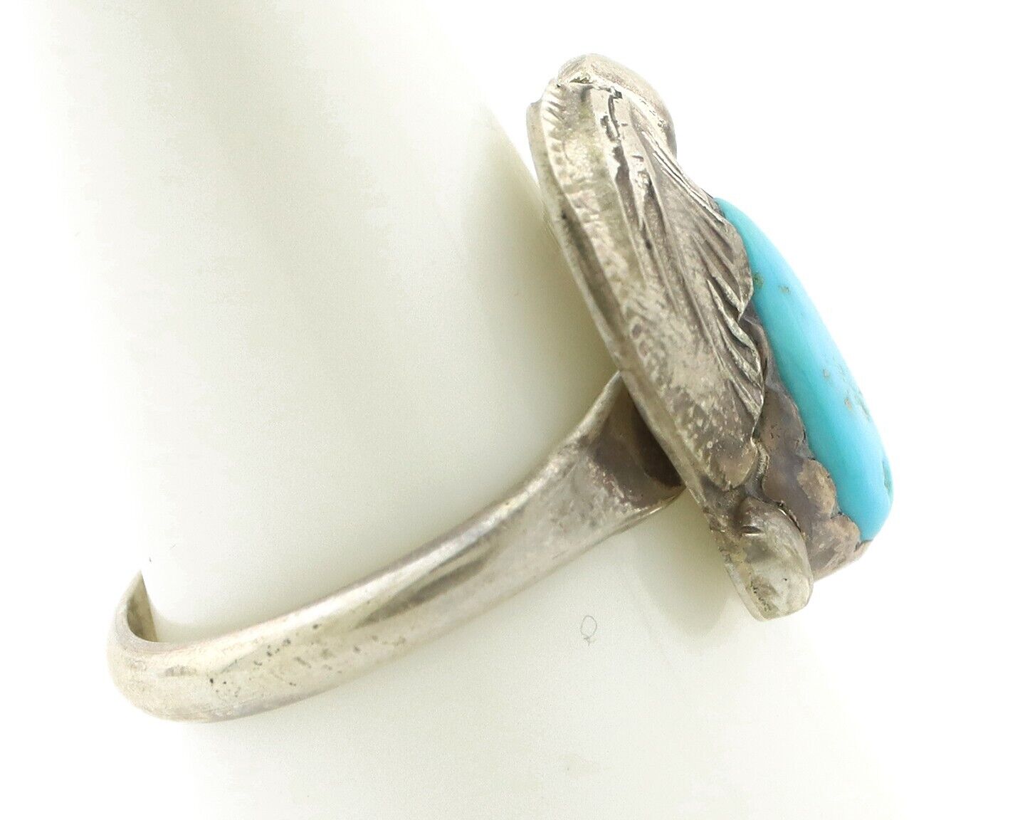 Zuni Ring 925 Silver Natural Mined Blue Turquoise Artist Signed Simplicio C.80's