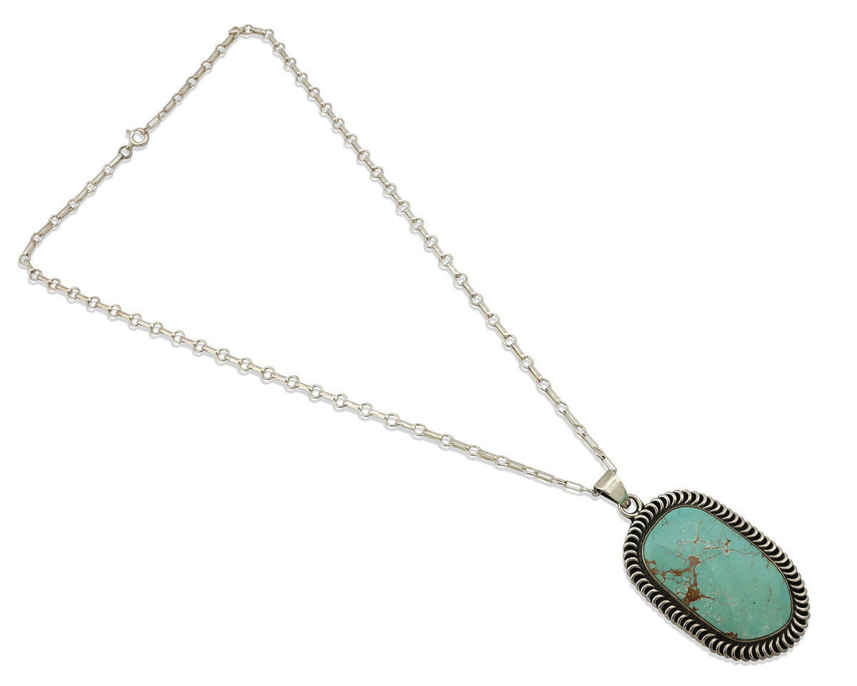 Navajo Pendant .925 Silver Kingman Turquoise Artist Signed Kachina C.80's