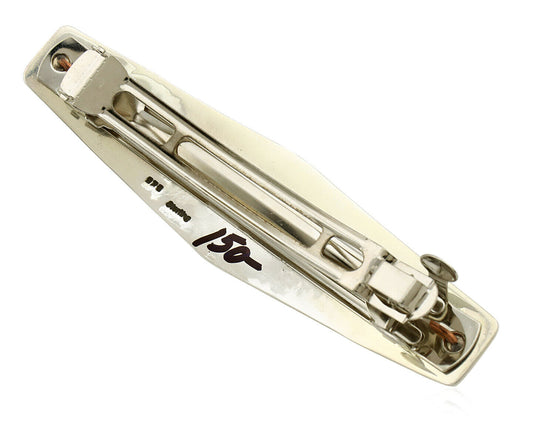 Navajo Hair Clip .925 Silver Sleeping Beauty Turquoise Barrette C.80's