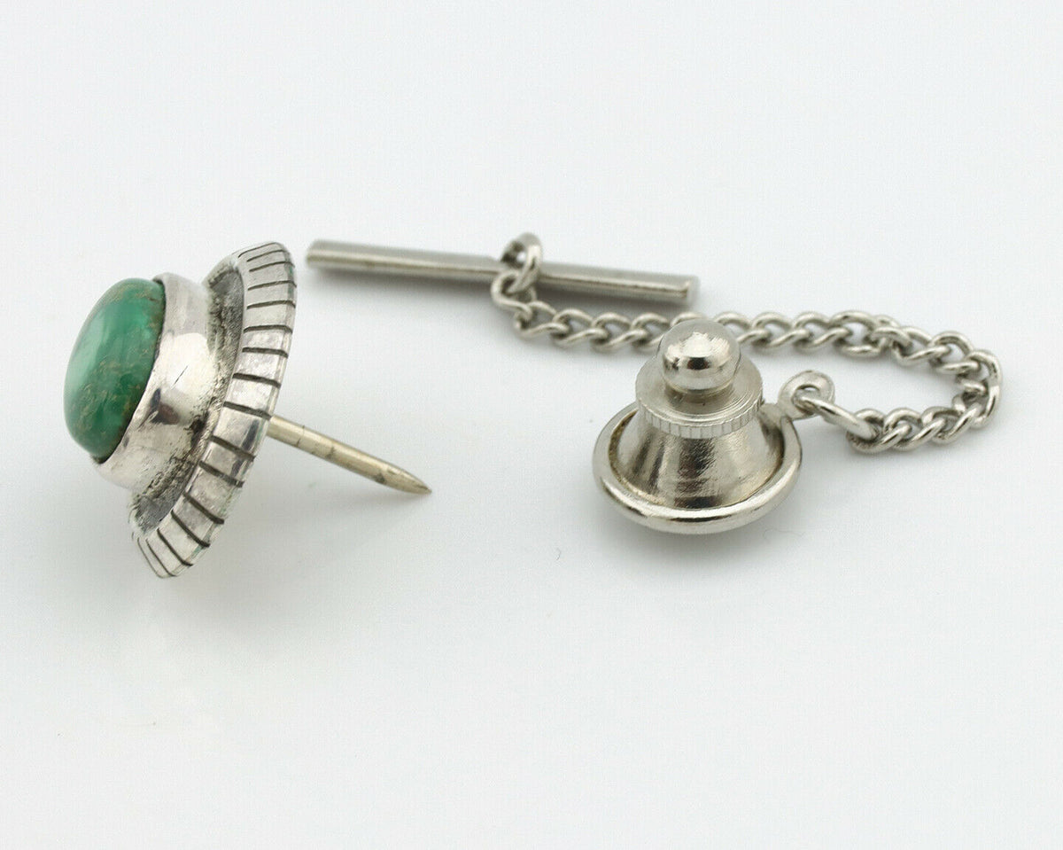 Navajo Tie Tack .925 Silver Royston Turquoise Native American Artist C.80's