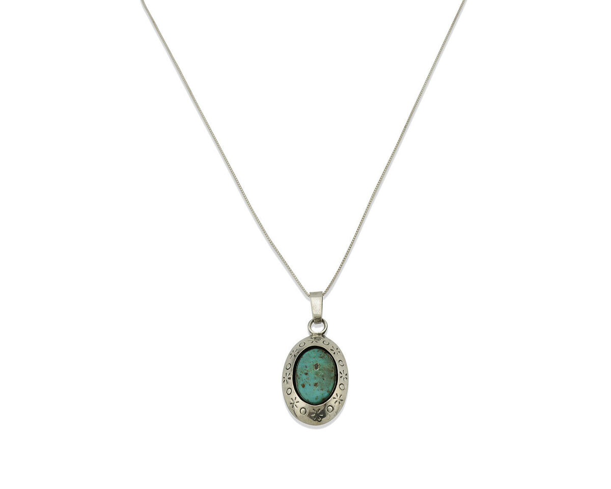 Navajo Pendant .925 Silver Kingman Turquoise Native American C.80's