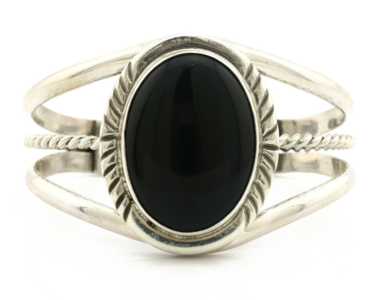 Navajo Bracelet .925 Silver Black Onyx Artist Native American C.90's