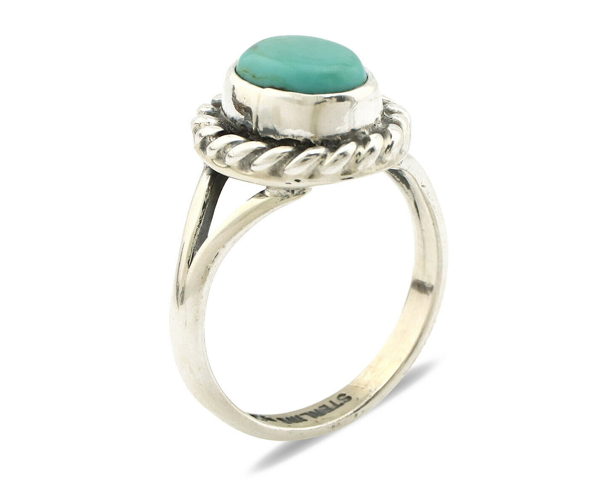 Navajo Ring .925 Silver Kingman Turquoise Artist Signed Gecko C.90's