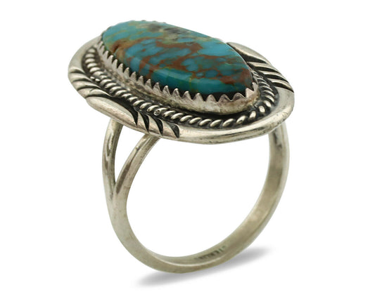 Navajo Ring .925 Silver Nevada Turquoise Artist Signed M Begay C.1980's