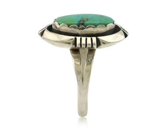 Navajo Ring .925 Silver Kingman Turquoise Handmade Native American Artist C.80's
