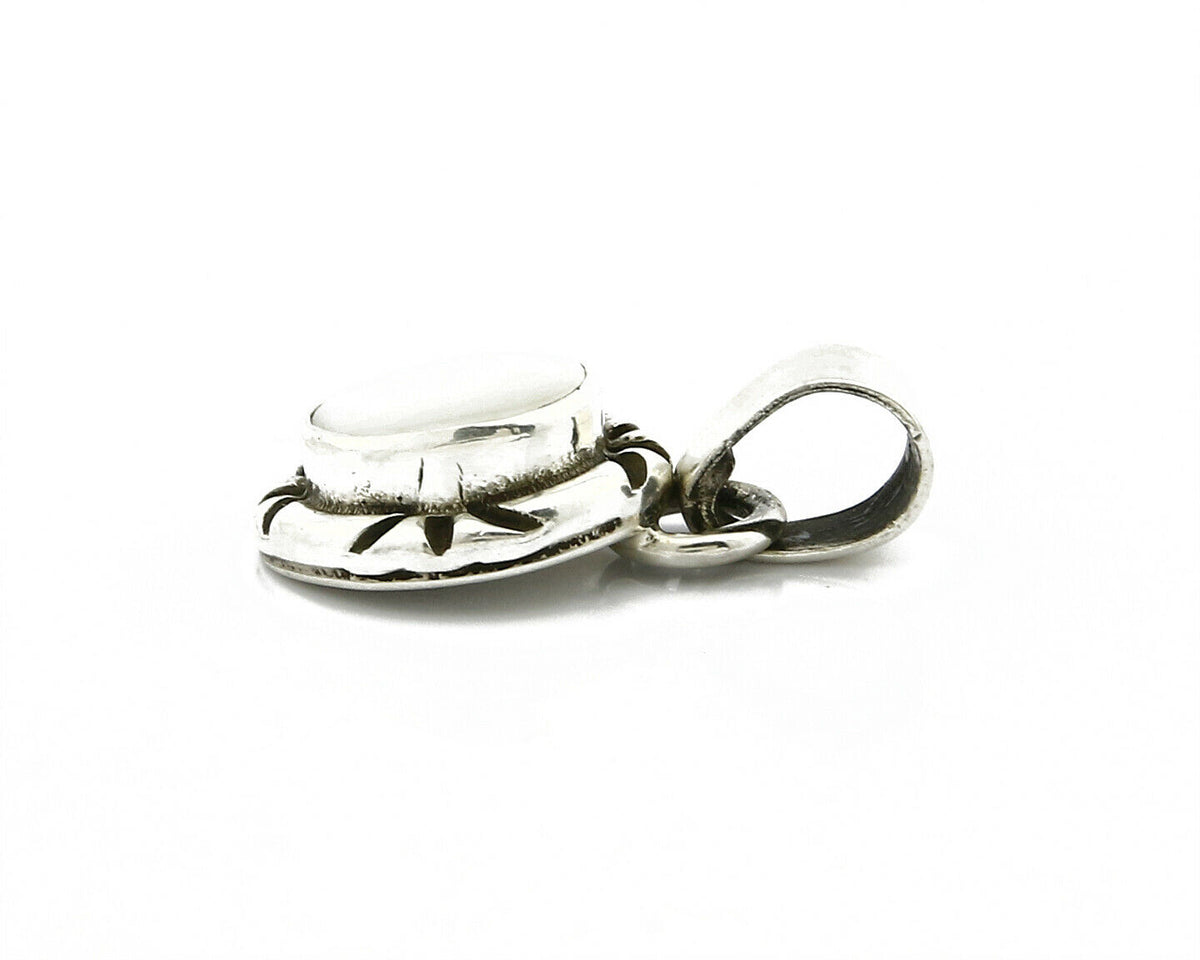 Navajo Hand Stamped Natural Mined MOP in .925 SOLID Silver Pendant