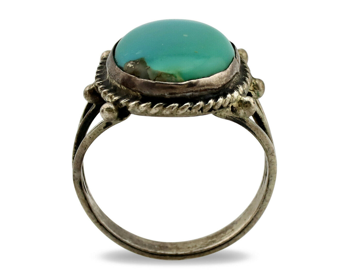 Navajo Ring .925 Silver Blue Turquoise Native American Artist C.1980's