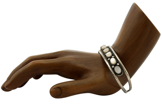 Navajo Bracelet .925 Silver Natural Pink Mussel Artist Signed P C.90's