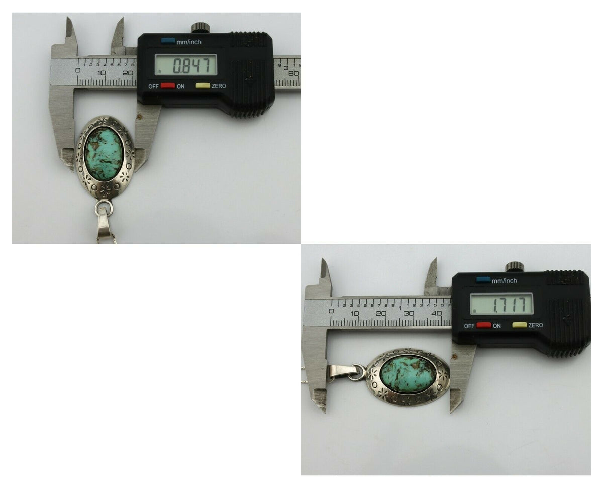 Navajo Pendant .925 Silver Blue Turquoise Native American C.80's