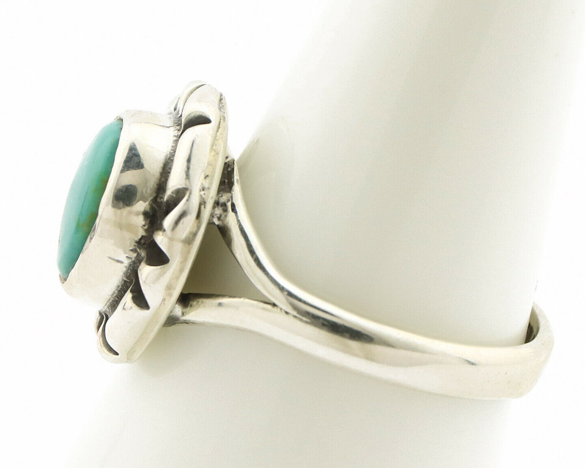 Navajo Ring .925 Silver Kingman Turquoise Artist Signed Gecko C.90's