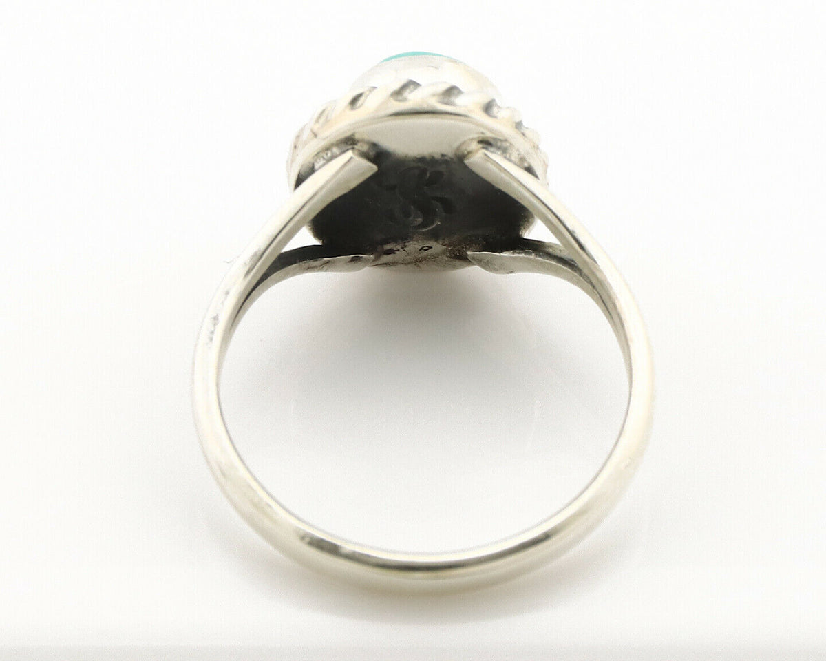 Navajo Ring .925 Silver Kingman Turquoise Artist Signed Gecko C.90's