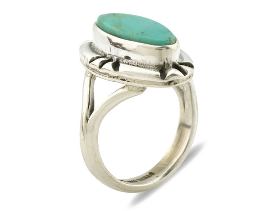 Navajo Ring .925 Silver Natural Mined Turquoise Artist Signed Gecko C.80's
