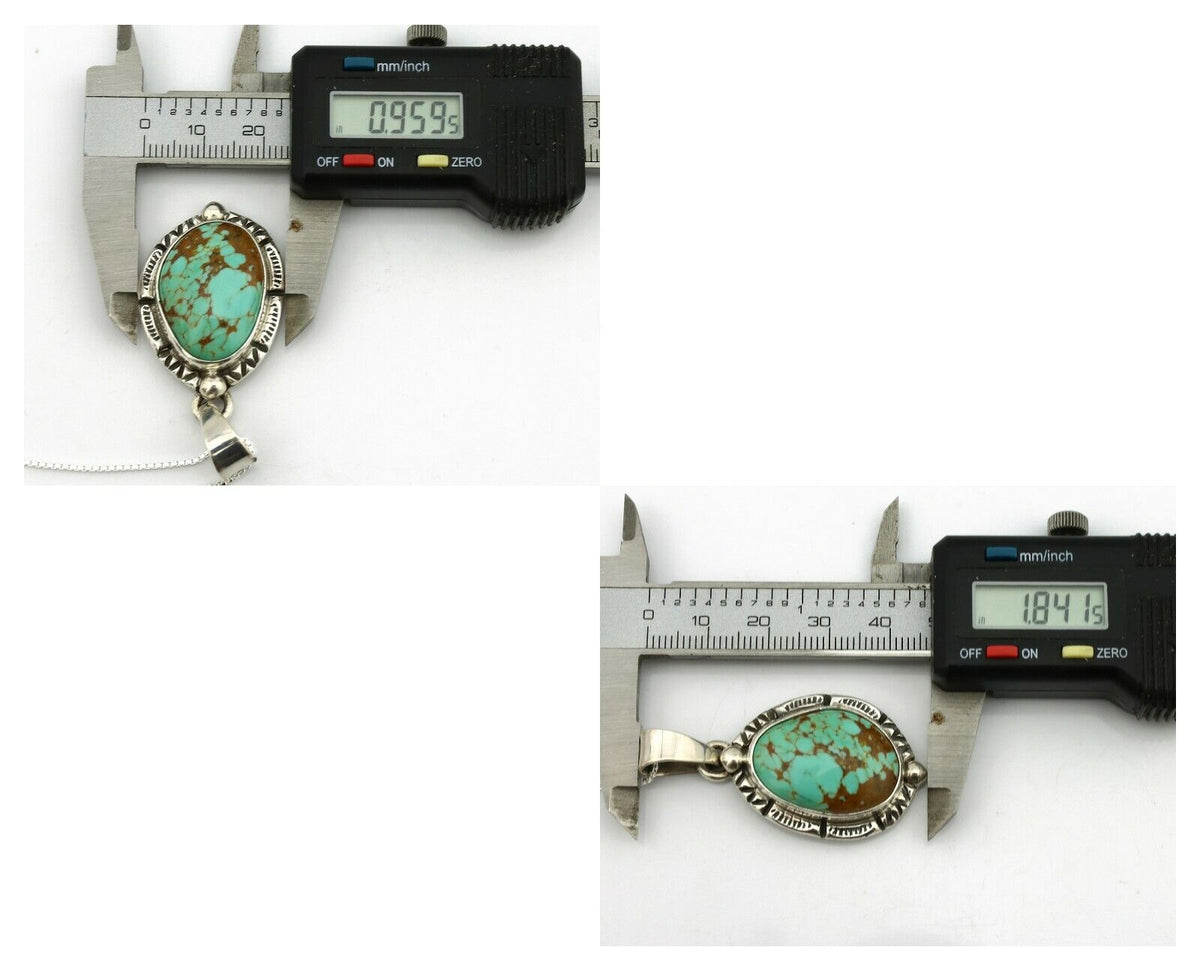 Navajo Necklace .925 Silver Kingman Turquoise Signed Gecko C.1980's