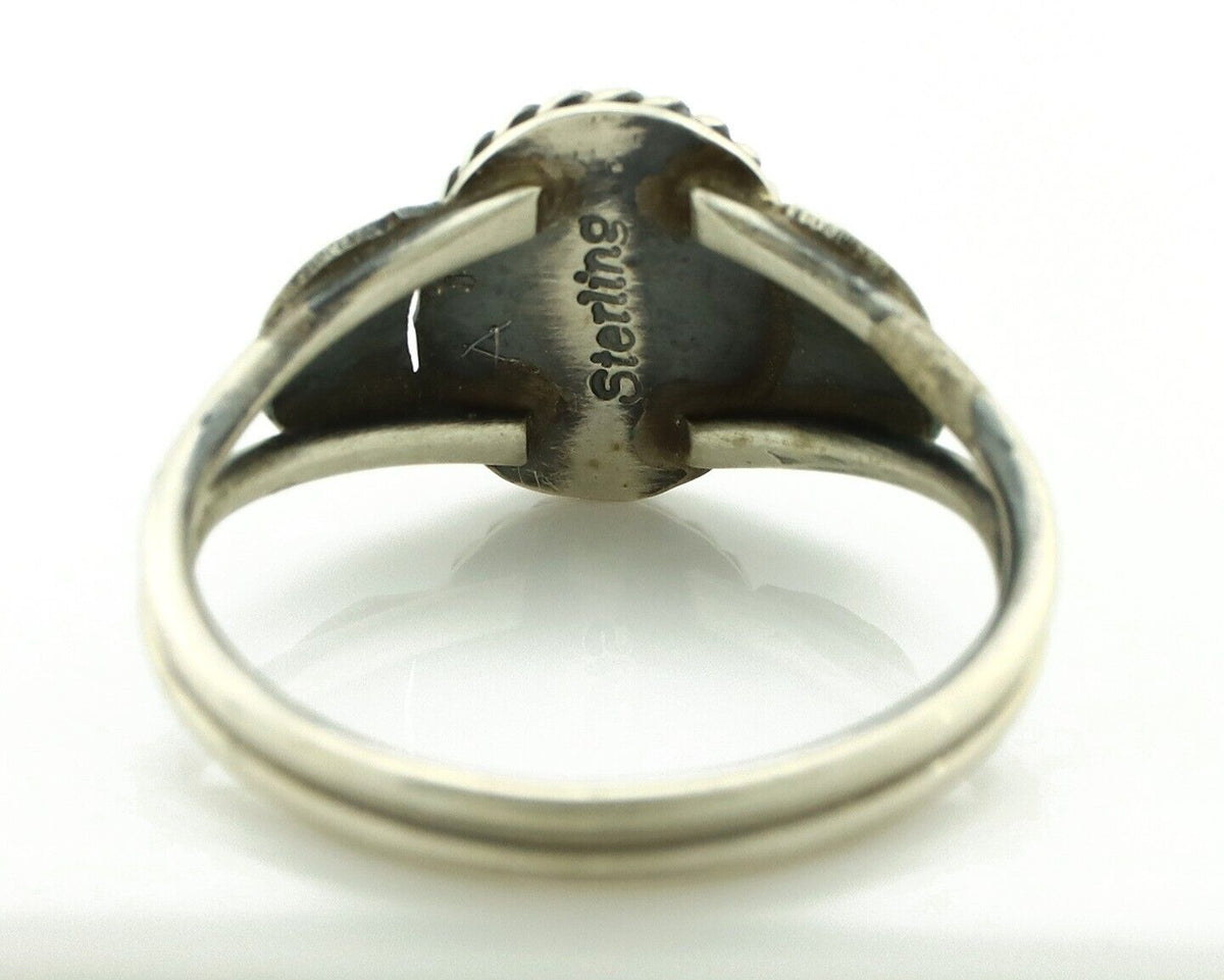 Navajo Ring 925 Silver Natural Mined Black Onyx Native American Artist C.80's