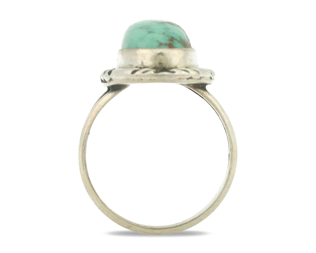 Navajo Ring .925 Silver Natural Turquoise Artist Signed Native American C.80's
