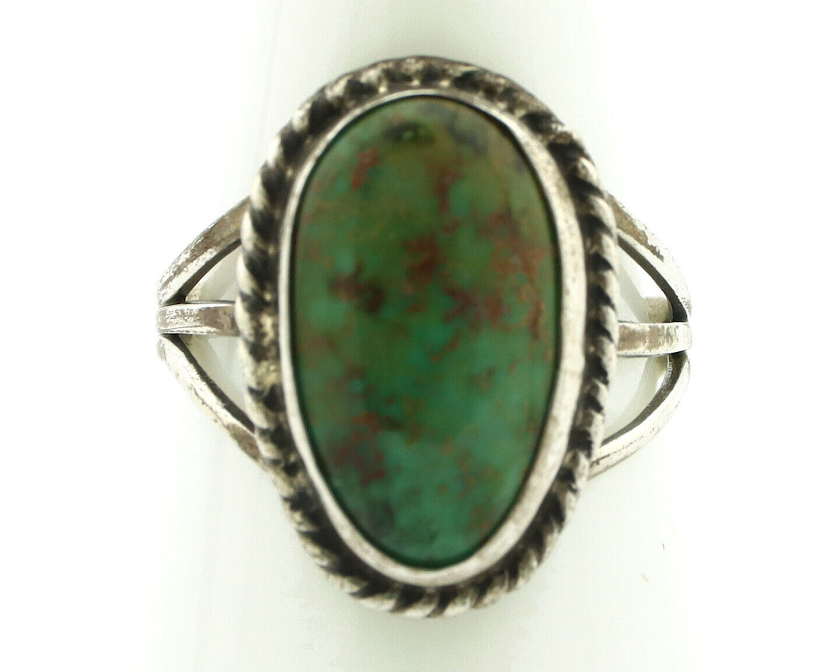 Navajo Ring 925 Silver Turq Mtn Turquoise Native American Artist C.80's