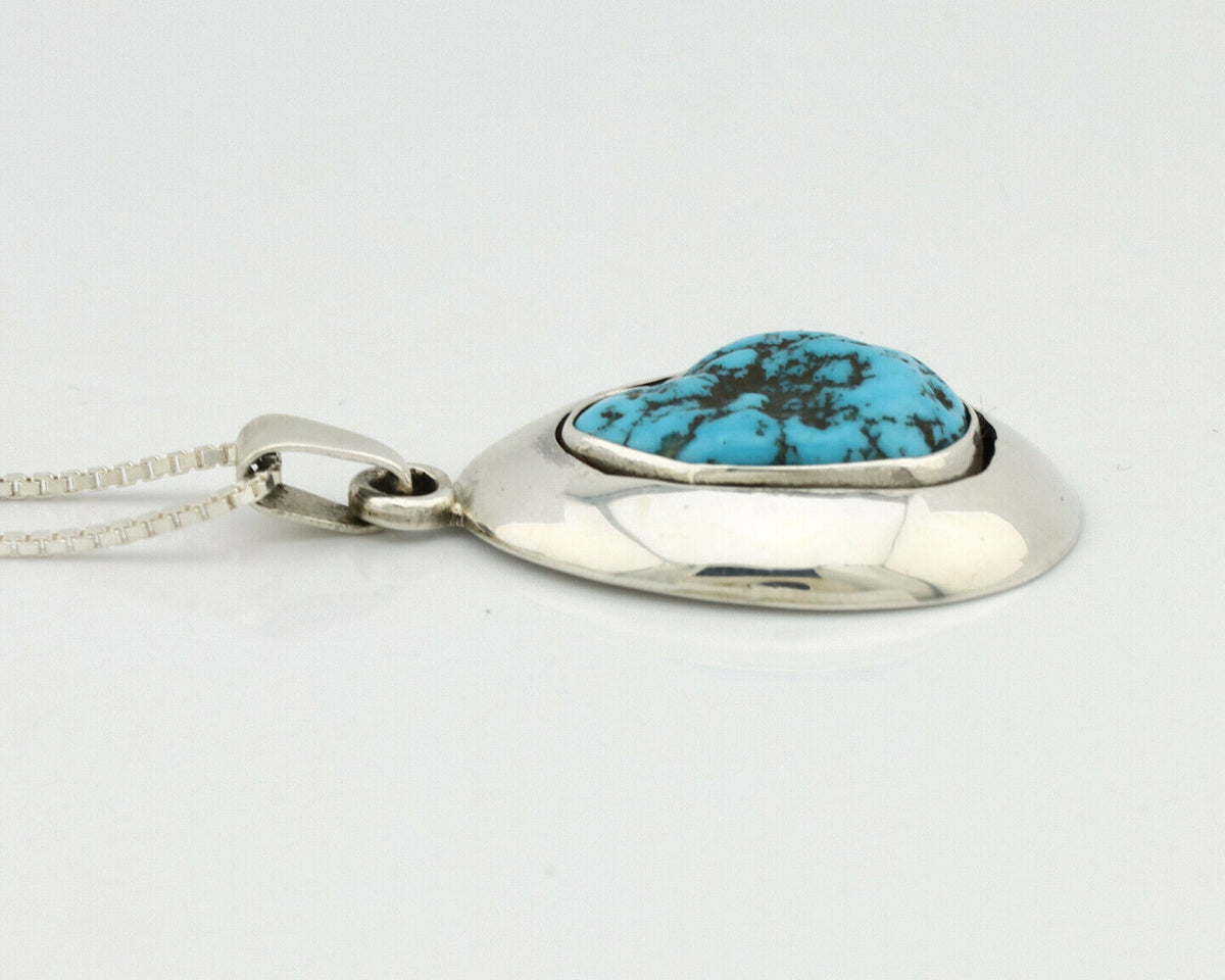 Navajo Necklace .925 Silver Sleeping Beauty Turquoise Signed C Montoya C.80's