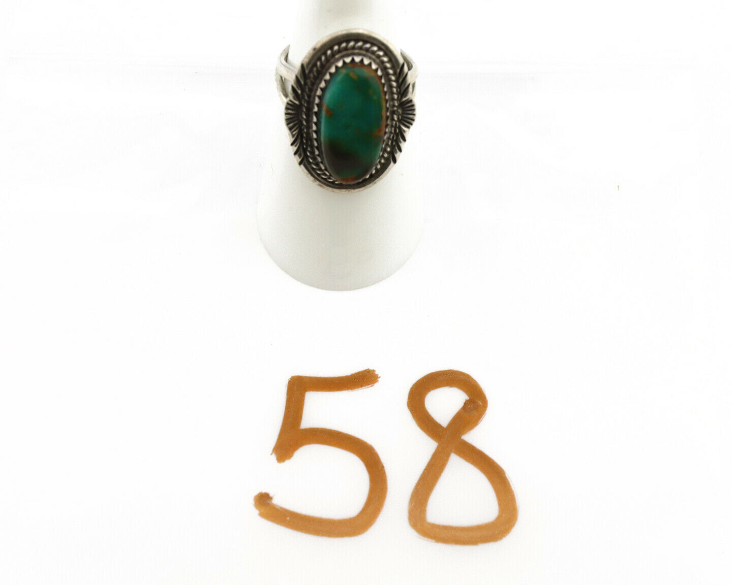 Navajo Ring .925 Silver Kingman Turquoise Native American Artist C.1980's