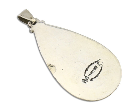 Navajo Pendant 925 Silver Natural Mined Turquoise Artist Signed C Montoya C.80's
