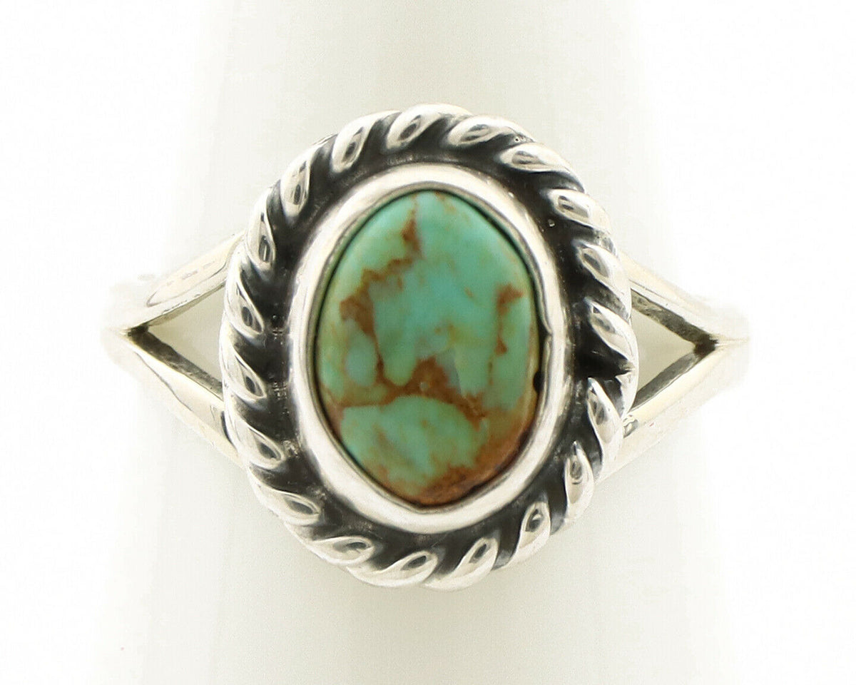 Navajo Ring .925 Silver Kingman Turquoise Artist Signed Gecko C.90's